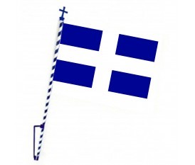 Greek Flag cross  handmade with pole and base 