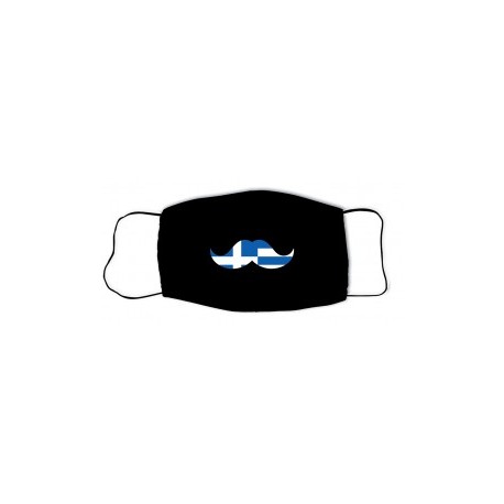N35-2 Mask with Mustache With Greek Flag N35-2