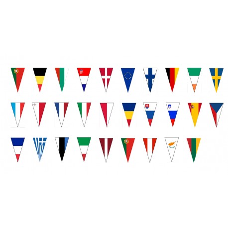 Garlands triangular eurore flag  29 countries europe  flags 29 countries 20meters