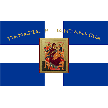 Cross Greek Flag with madonna