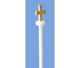 Κοντάρι -Ιστός ξύλινο μασίφ  λευκό με σταυρο 200εκ